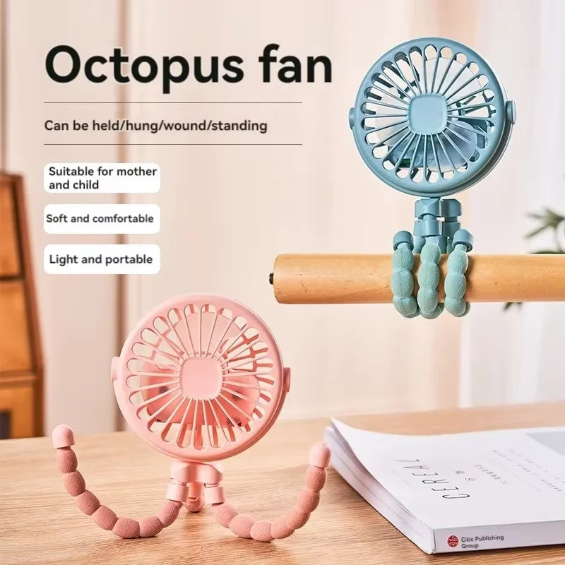 Octopus Multi-functional Stroller Handheld Mini Fan